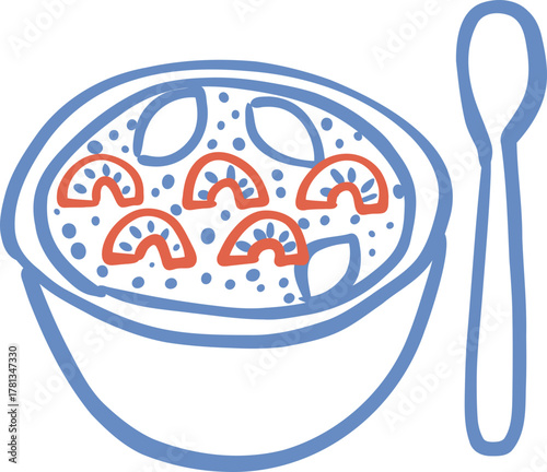 Healthy Breakfast Line Icon Doodle Illustration