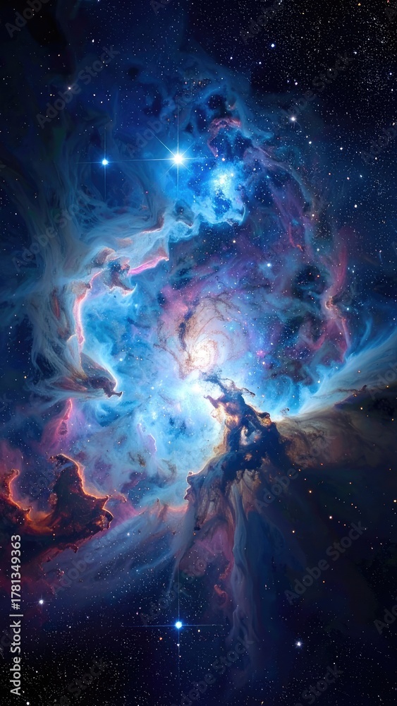 Obraz premium A luminous stellar nursery with brilliant blue and magenta cosmic clouds