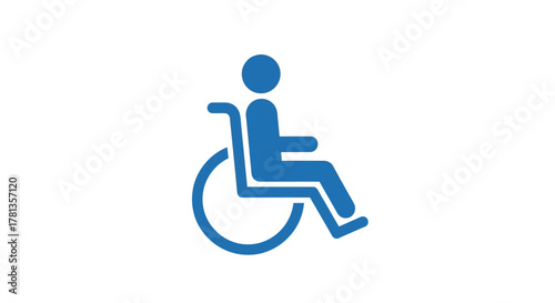 Blue icon of person in wheelchair highlighting accessibility concepts