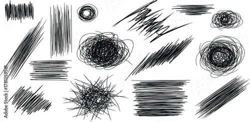 Abstract pencil sketch textures and grunge doodle marks for creative graphic design concepts
