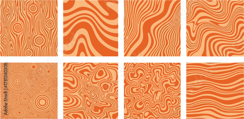 Abstract Orange Swirls and Lines Background Patterns Collection