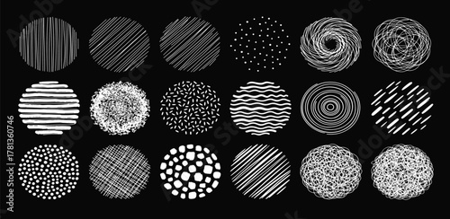 Doodle Texture Circles Hand-Drawn Pattern Set for Creative Design
