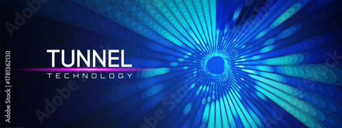 Tunnel abstract with AI portal and wormhole for tech background. Vector matrix and pattern for science design. Digital texture and grid for quantum concept art.