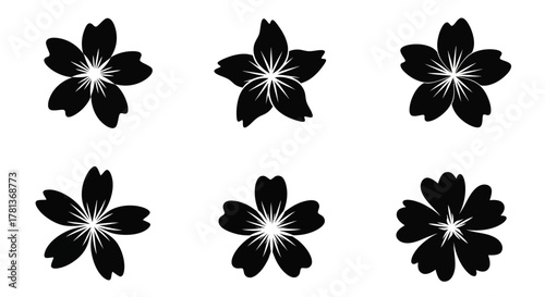 Set of sakura flower silhouettes: elegant floral designs for creative projects