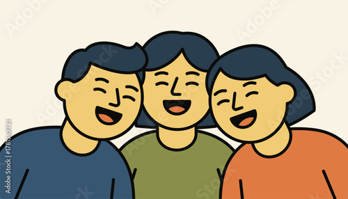 A closeup of a group harmonizing together their faces radiating joy as they immerse themselves in the shared experience of music.