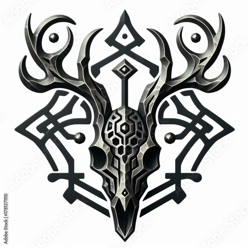 Forged Metal Deer Skull