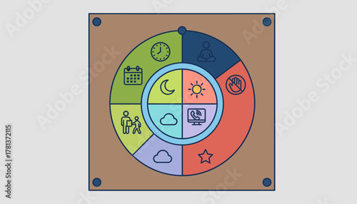 A welldefined boundaries chart on a bulletin board reminding individuals of when to say no and prioritize personal time.