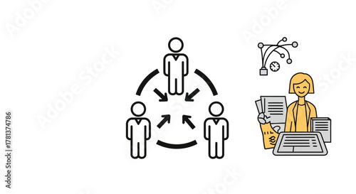 Minimalist business hierarchy and administration resources icons