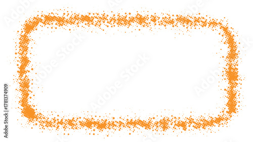 Abstract orange paint splatter rectangular frame on white background, grunge ink border texture design, creative art template, modern artistic splash pattern vector illustration