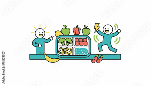 A colorful meal prep station with fresh ingredients illustrating the importance of healthy eating habits for energy and mood.