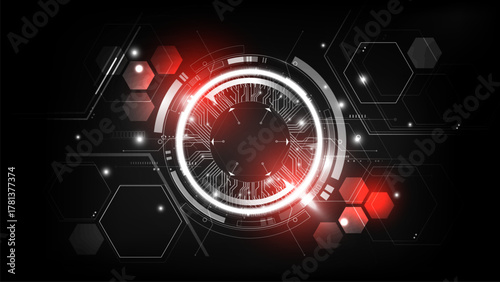 Red abstract futuristic electronic circuit technology background concept, vector illustration
