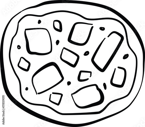 Hand drawn vector pizza italian food icon.
