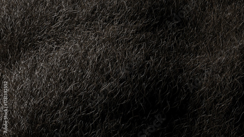 Close up of dark hair texture creating abstract