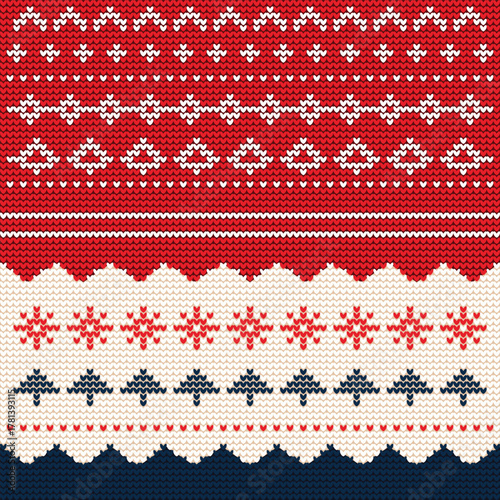 Christmas Knitted Seamless Pattern Background Vector Design.