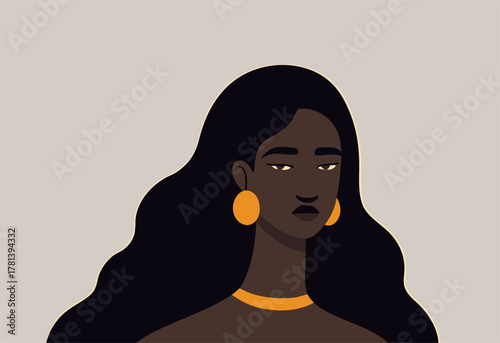 Elegant Minimalist Portrait of a Beautiful Young Black Woman