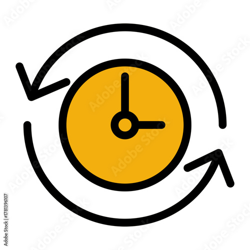 Repeat Cycle Refresh Timer Icon from Time Management Collection (Outline Color Lineal Style)