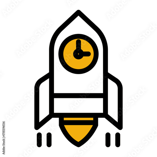 Fast Rocket Launch Time Icon from Time Management Collection (Outline Color Lineal Style)