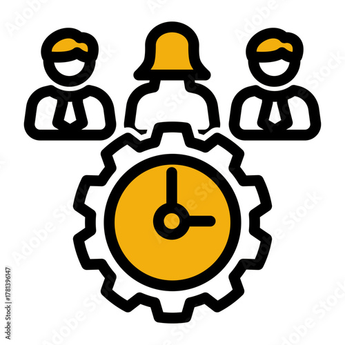 Group Work Team Management Icon from Time Management Collection (Outline Color Lineal Style)