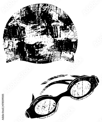 Swim Goggles Float on Water distressed texture