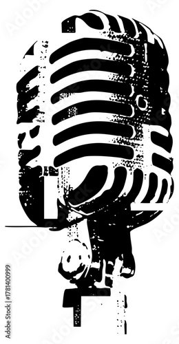 Vintage microphone texture in a recording studio