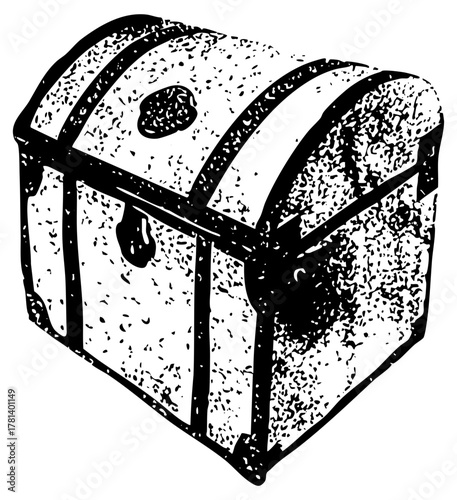 Treasure chest illustrates adventure in a storybook setting