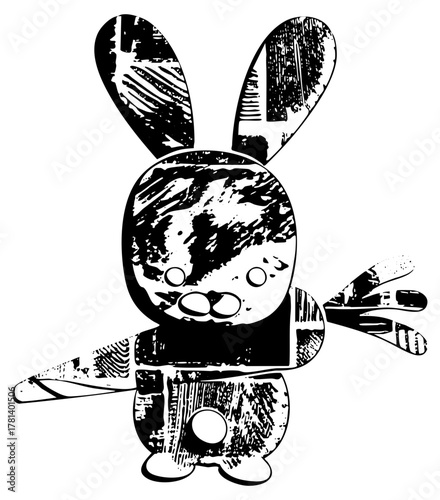 Rabbit waves cheerfully in a playful illustration