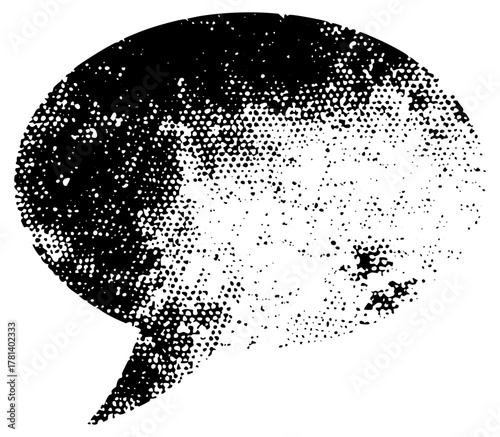 Speech bubble disintegrates into particles in a conceptual design