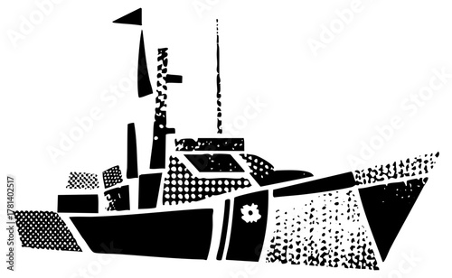 Ship Sails on Water: Geometric Illustration