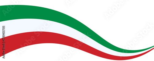 Italian flag abstract wave design isolated on transparent background. Patriotic banner for Italy national day celebration, sports event, cultural festival, travel poster, and Italian cuisine promotion