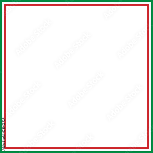 Empty square frame with Italian flag colors on a transparent background. Abstract photo frame for Italy national day celebration, sports event, cultural festival. Space for text or photo. Vector