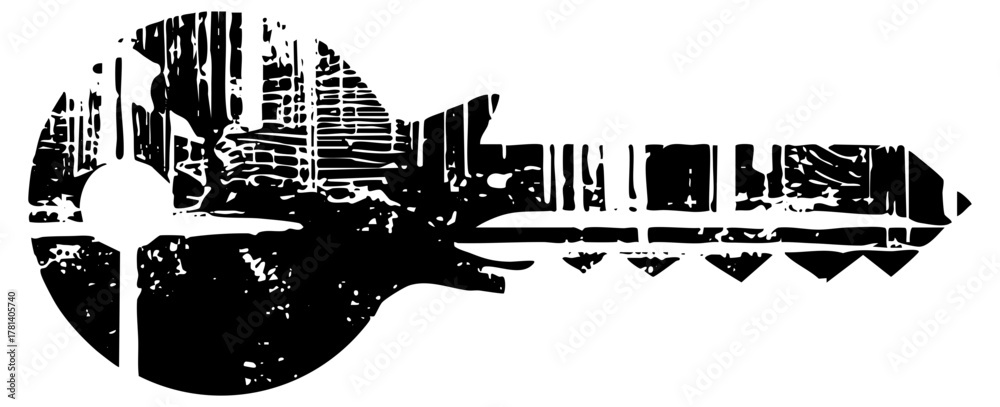 Naklejka premium Key unlocks security in a digital network