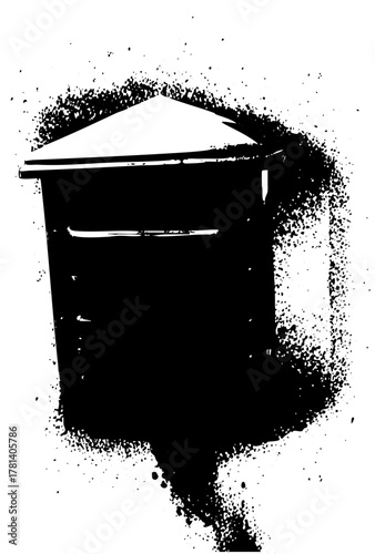 Mailbox spray paint texture in urban street scene