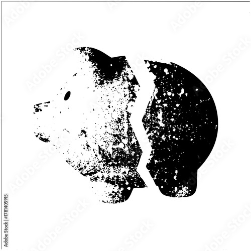 Broken face reveals skull texture