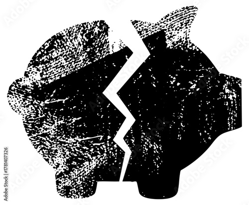 Piggy Bank Breaks Apart in Financial Crisis