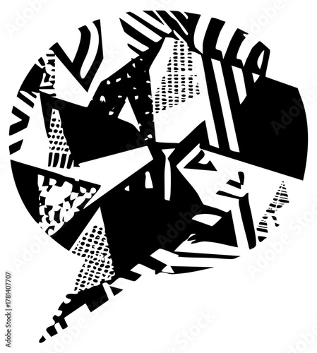 Abstract shapes collide dynamically in a modern composition