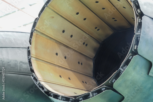 Tableau sur toile Extreme close view inside the afterburner liner showing cooling holes and nozzle