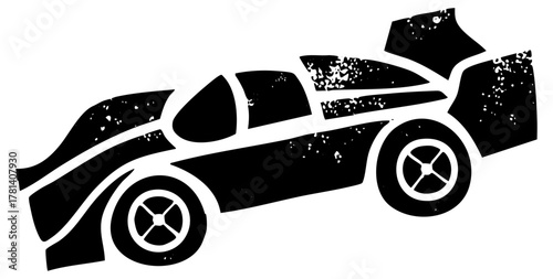 Sports car accelerates on racetrack