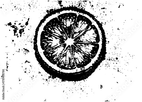 Orange Slice Illustrates Freshness in Culinary Design