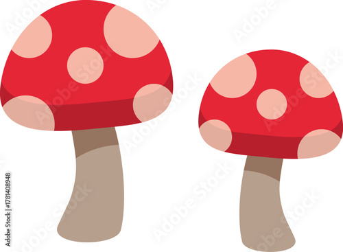 Cartoon illustration of two red spotted toadstools