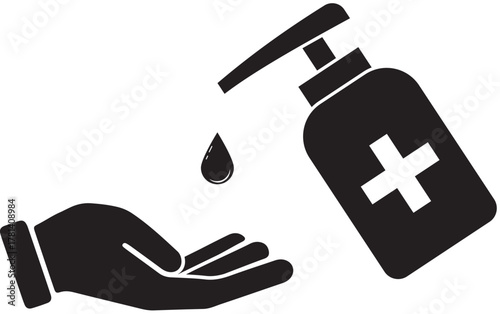 Icon of hand sanitizer being dispensed onto a palm