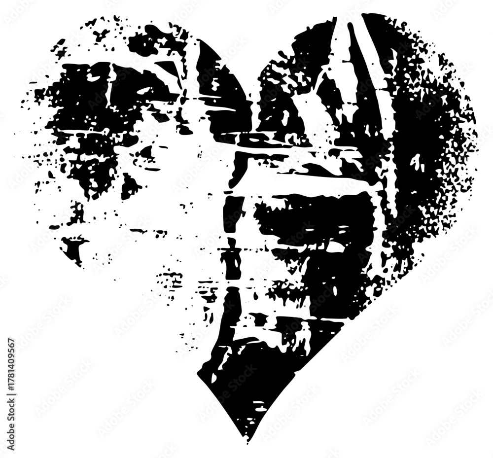 Fototapeta premium Heart Shape Portrait Reveals Affection in Graphic Design