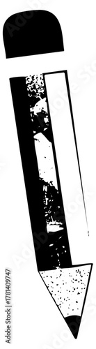 Pencil breaks apart in a distressed illustration