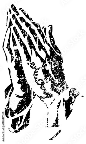 Praying hands depict devotion in religious illustration