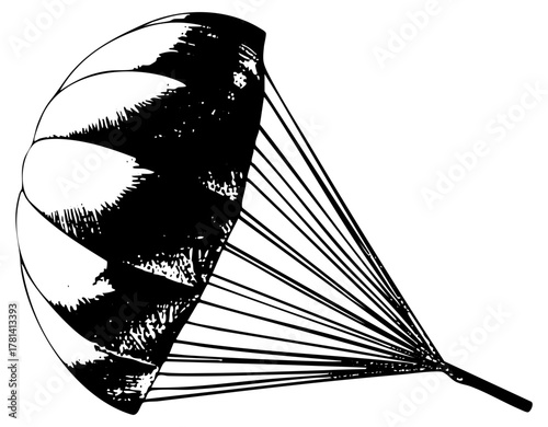 Parachute descends gracefully during skydiving adventure