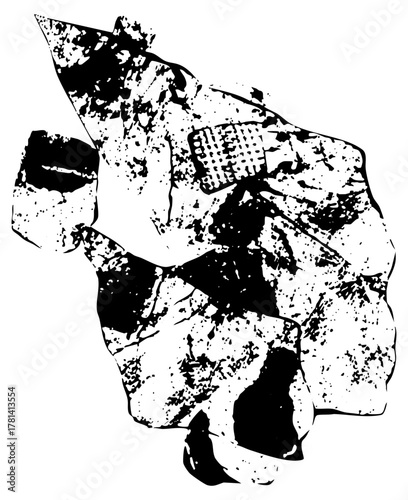 Skull emerges from origami crane in abstraction