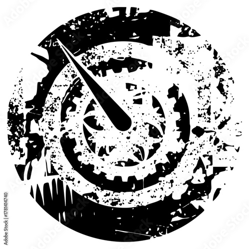 Clock face time in distressed urban environment