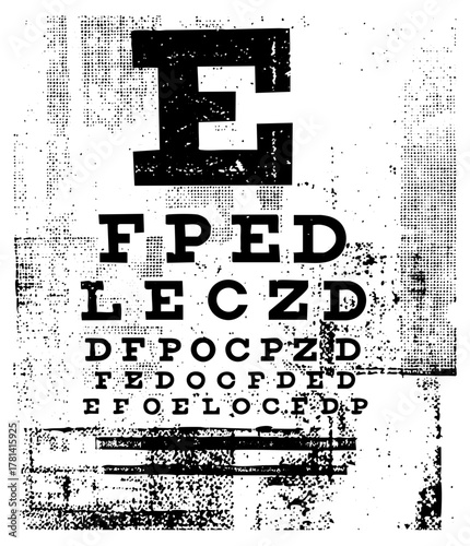Eye chart tests vision with typography in a medical office