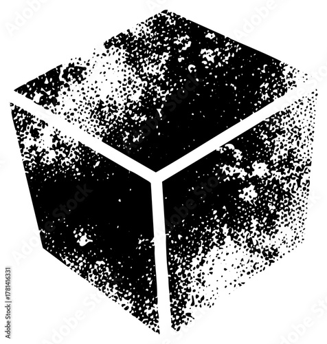 Geometric Cube Distressed Texture in Digital Design