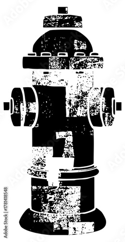 Fire hydrant stands prominently in distressed texture