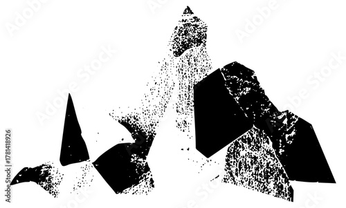 Geometric Shapes Transform into Mountain Range Illustration